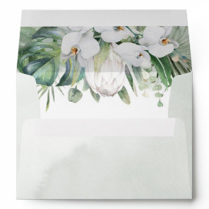 White Orchids and King Protea Tropical Floral Envelope
