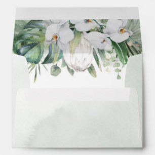 White Orchids and King Protea Tropical Floral Envelope