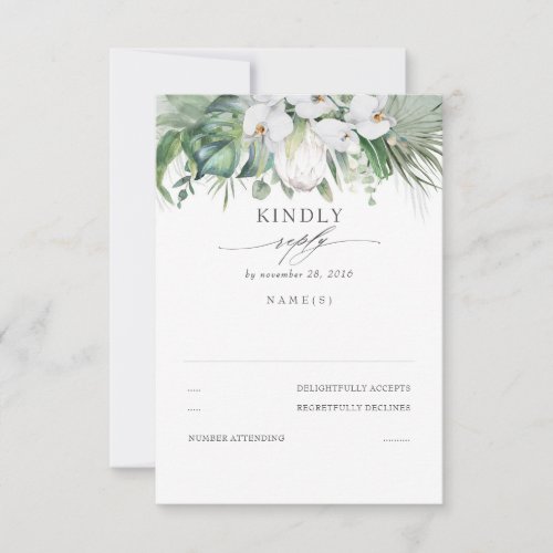 White Orchids and King Protea Wedding RSVP