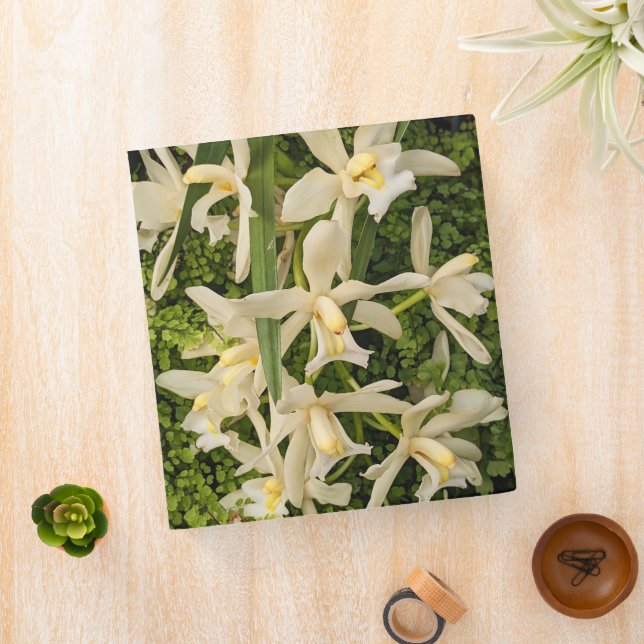 White Orchids and Maidenhair Ferns Floral 3 Ring Binder (In Situ)