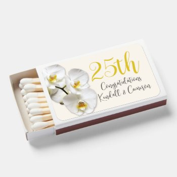 White Orchids Anniversary Party Matchboxes by sandpiperWedding at Zazzle