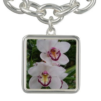 White Orchids Beautiful Tropical Flowers Bracelet by mlewallpapers at Zazzle
