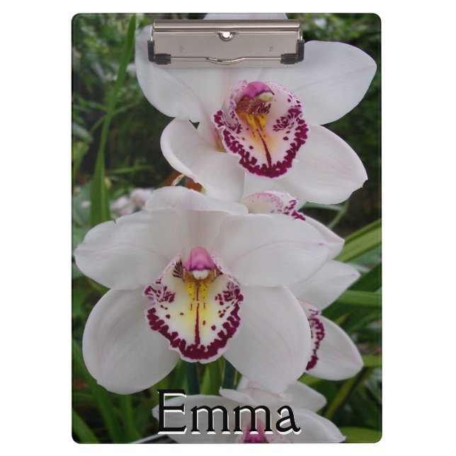 White Orchids Beautiful Tropical Flowers Clipboard (Front)