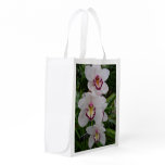 White Orchids Beautiful Tropical Flowers Grocery Bag