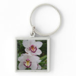 White Orchids Beautiful Tropical Flowers Keychain