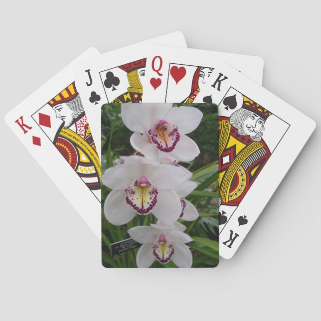 White Orchids Beautiful Tropical Flowers Poker Cards (Back)
