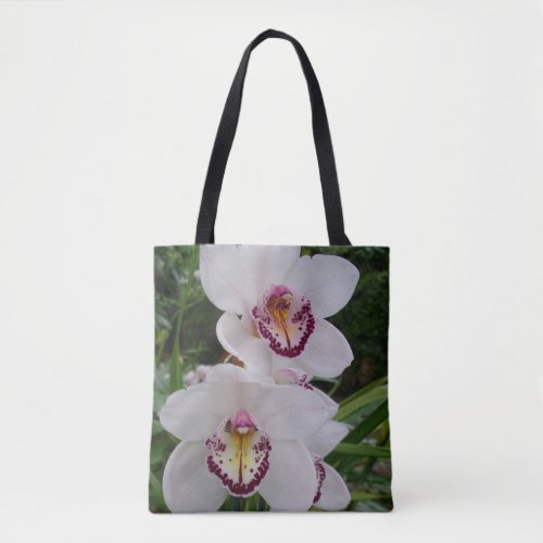 White Orchids Beautiful Tropical Flowers Tote Bag