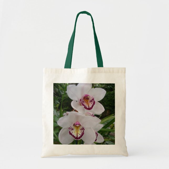 White Orchids Beautiful Tropical Flowers Tote Bag (Front)