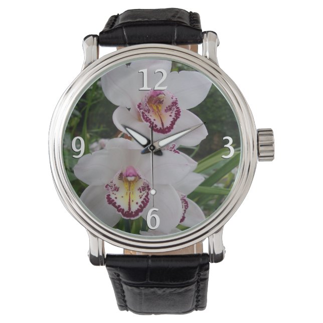 White Orchids Beautiful Tropical Flowers Watch (Front)