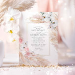White Orchids Blush Roses and Pampas Grass Wedding Invitation<br><div class="desc">Pampas grass modern elegant wedding invitation</div>