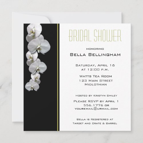 White Orchids Bridal Shower Invitation