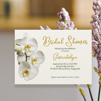 White Orchids Bridal Shower Invitation by sandpiperWedding at Zazzle