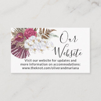 White Orchids Burgundy Floral Wedding Enclosure Card