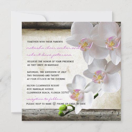 White Orchids Chic Elegant Country Wedding Invites
