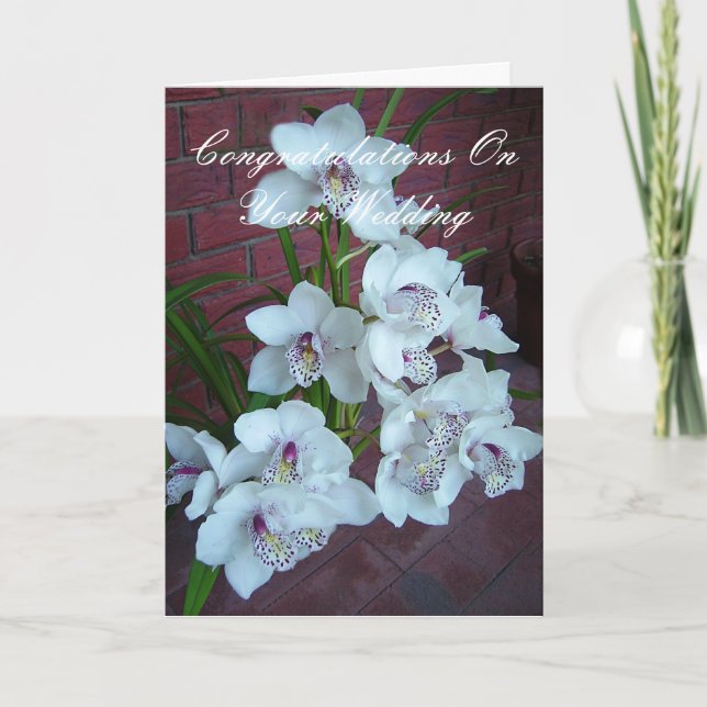 White orchids, Congratulation on Your Wedding Card (Front)