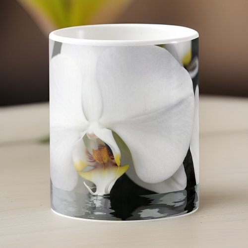 White Orchids Emerging from Water Coffee Mug