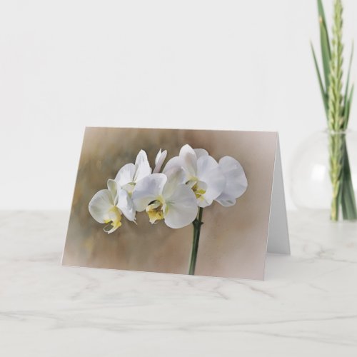 White Orchids Flower Art Note Card