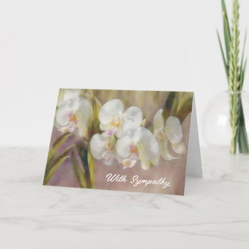 White Orchids Flower Floral Sympathy Card