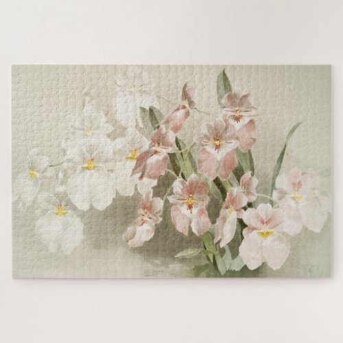 White Orchids Flower Vintage Old Illustration Jigsaw Puzzle