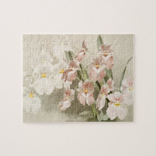 White Orchids Flower Vintage Old Illustration Jigsaw Puzzle