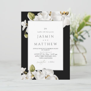 White Orchids Frame Elegant Wedding Invitation