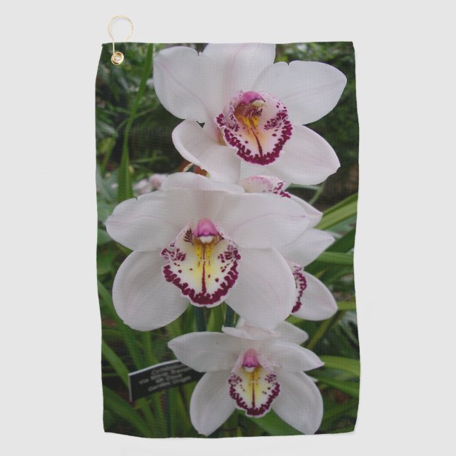 White Orchids Golf Towel (Front)