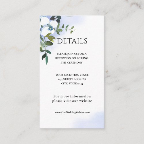  White Orchids Greenery Floral Watercolor Wedding Enclosure Card