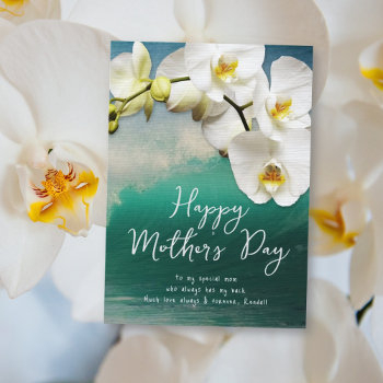 White Orchids Happy Mothers Day Card by millhill at Zazzle