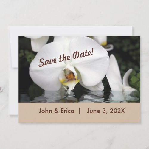 White Orchids in Water Flat Save The Date Card