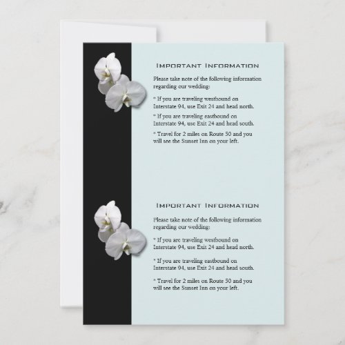 White Orchids Information 1 Sheet Invitation