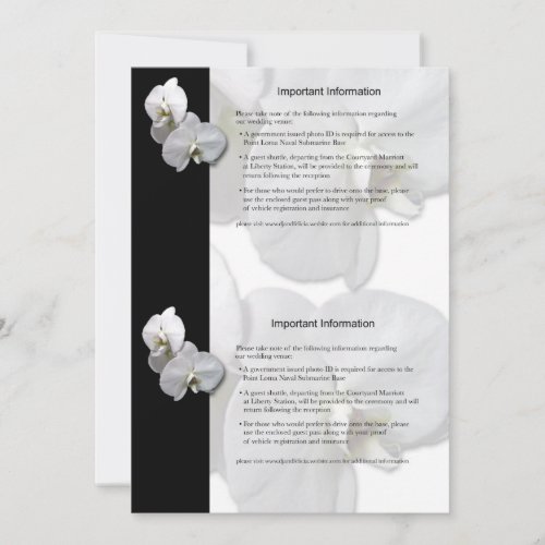 White Orchids Information Sheet 3 Invitation