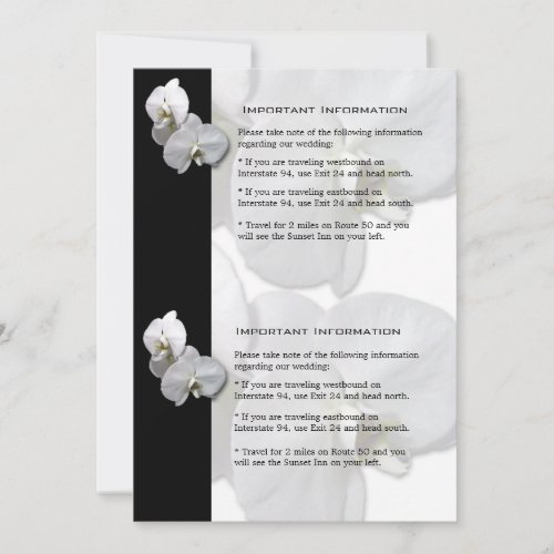 White Orchids Information Sheet 4 Invitation