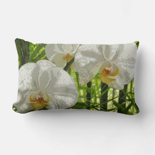 White Orchids lumbar pillow