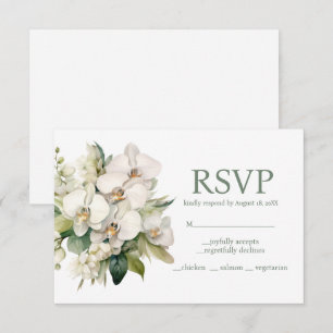 White Orchids Menu Choices RSVP Response Card