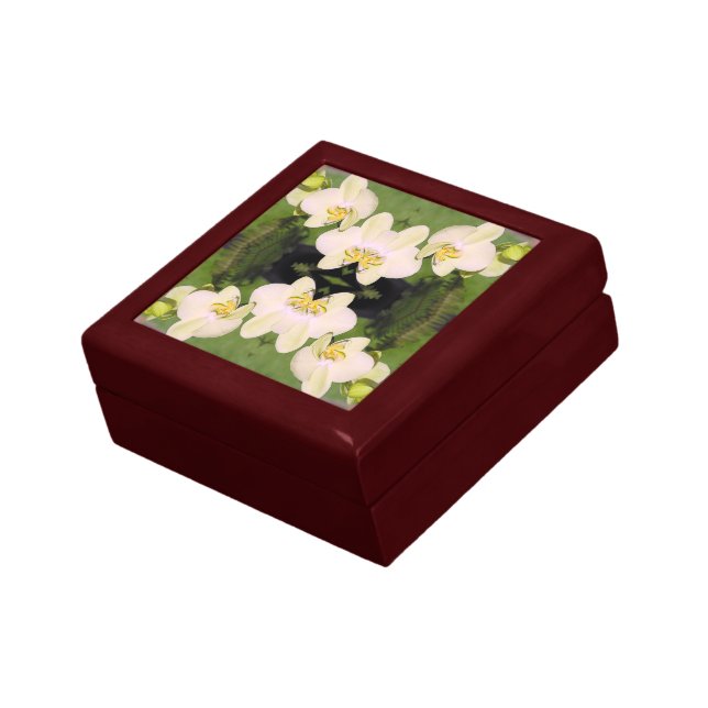White Orchids on a green background Gift Box (Side)
