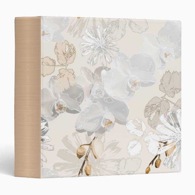 White orchids on a light cream  3 ring binder (Front/Spine)
