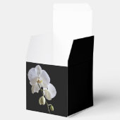 White Orchids on Black Wedding Favor Boxes (Opened)
