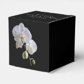 White Orchids on Black Wedding Favor Boxes (Back Side)