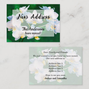 White Orchids on Green New Address Announcement