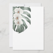 White Orchids on Monstera Tropical Wedding Invitation (Back)