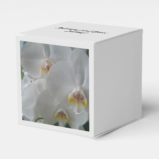 White Orchids on Personalized Favor boxes (Front Side)