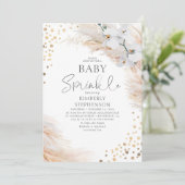 White Orchids Pampas Grass Baby Shower Sprinkle Invitation (Standing Front)