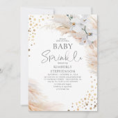 White Orchids Pampas Grass Baby Shower Sprinkle Invitation (Front)