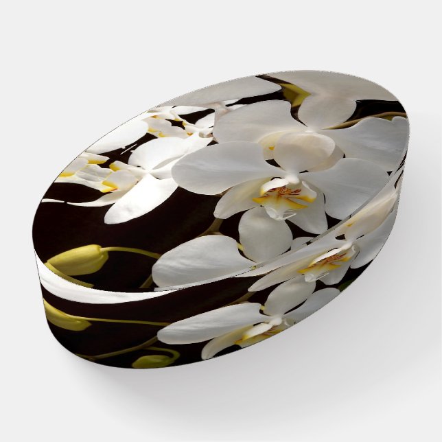 White Orchids  Paper Weight (Angled)