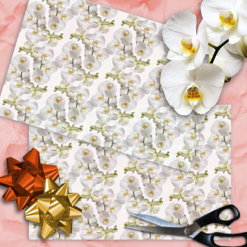 White Orchids Pattern Tissue Paper by millhill at Zazzle