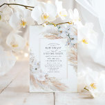 White Orchids Roses and Pampas Grass Wedding Invitation<br><div class="desc">This is a beautiful modern watercolor neutrals wedding invitation</div>