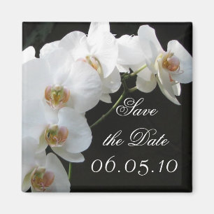 White Orchids Save the Date Magnet