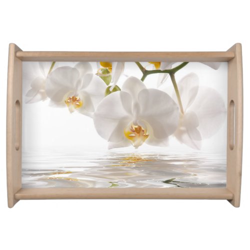 White Orchids Serving Tray