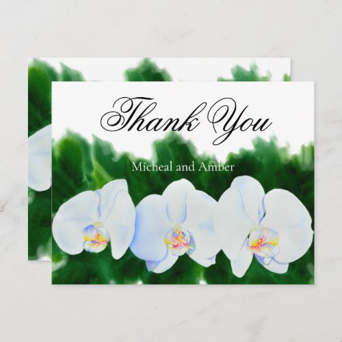 white orchids thank you card