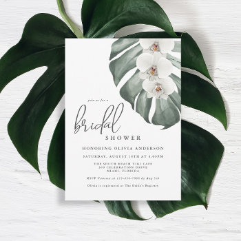White Orchids Tropical Paradise Bridal Shower Invitation by Oasis_Landing at Zazzle